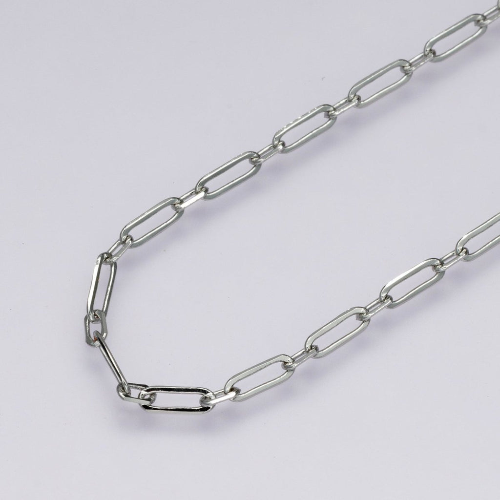 Rhodium Plated 2.3mm Minimalist Paperclip Unfinished Chain by Yard | Roll-01861