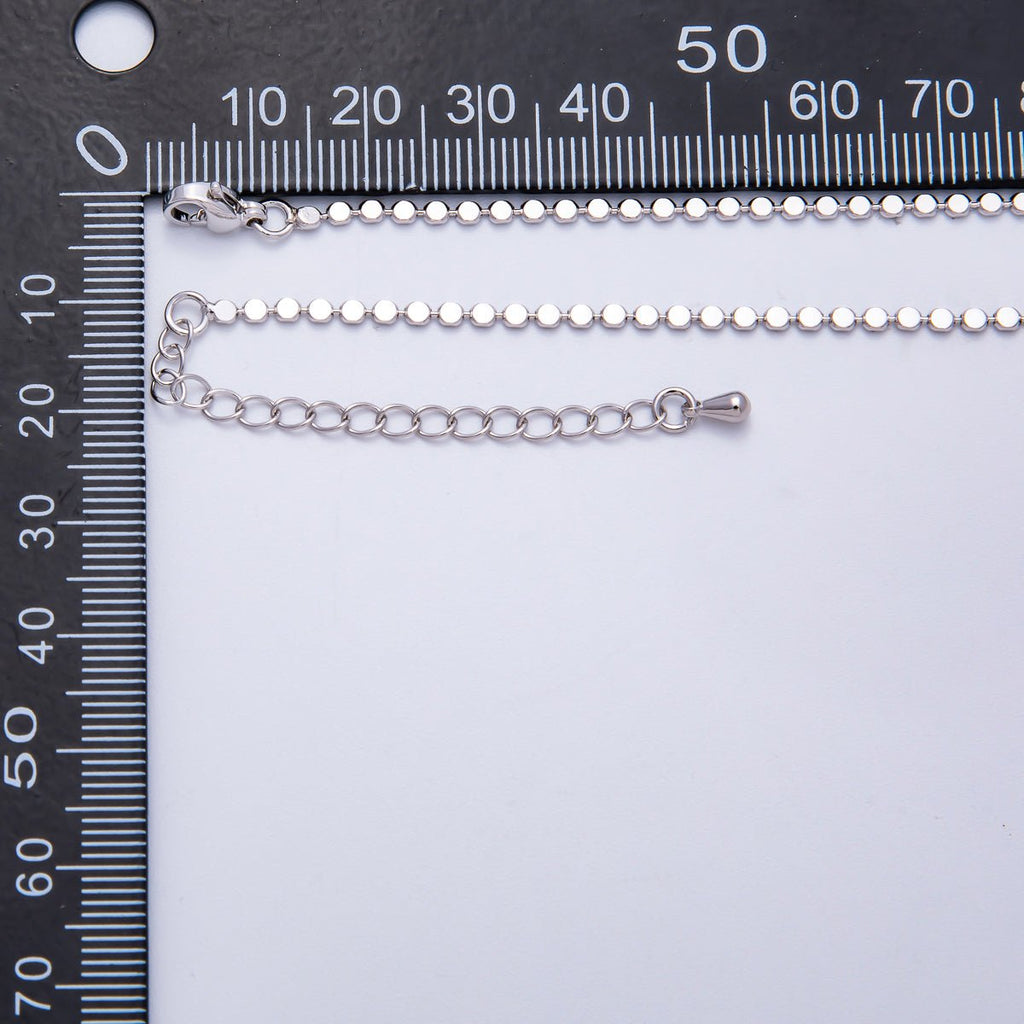 Rhodium Plated 2mm Bead Chain 14.5 Inches Necklace w. Extender | WA-4000