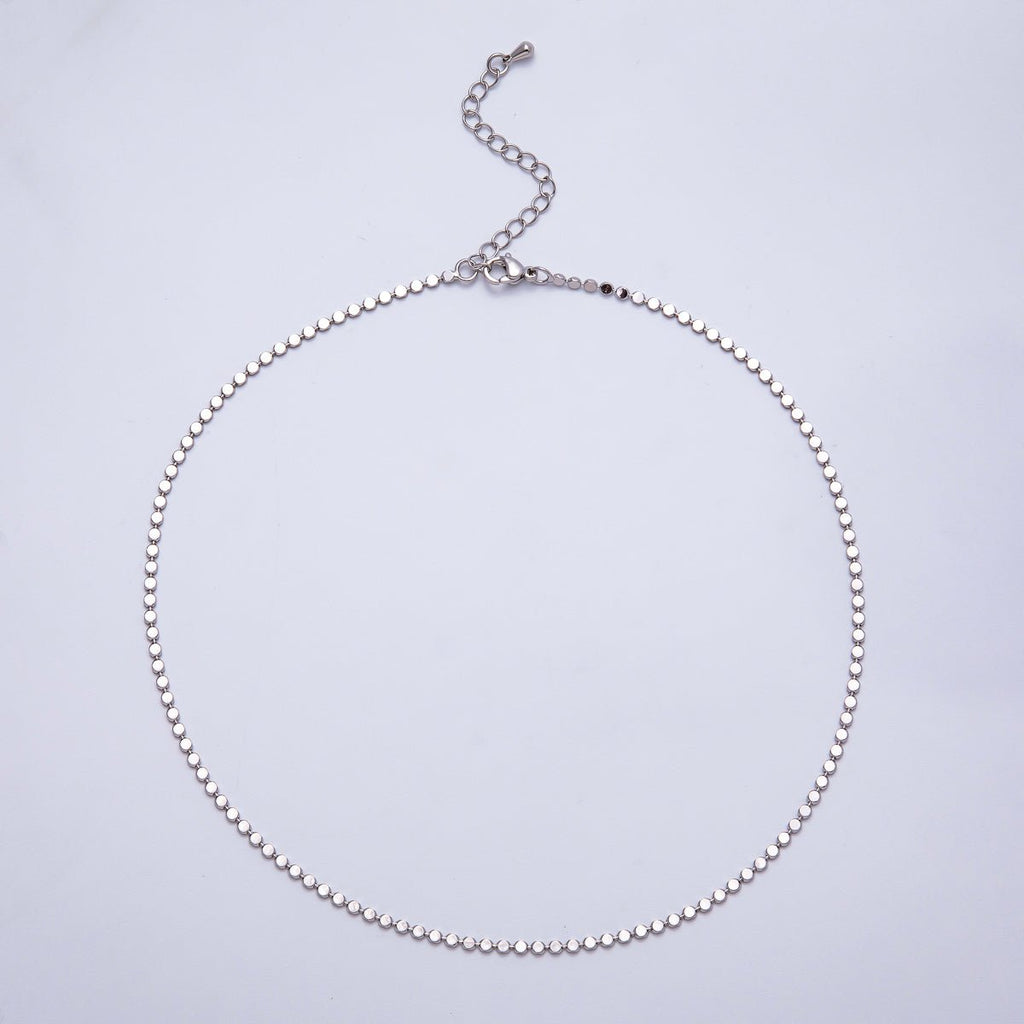 Rhodium Plated 2mm Bead Chain 14.5 Inches Necklace w. Extender | WA-4000