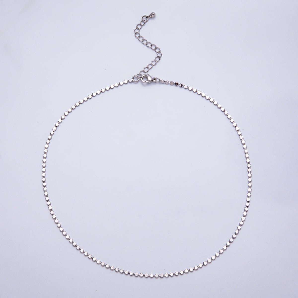 Rhodium Plated 2mm Bead Chain 14.5 Inches Necklace w. Extender | WA-4000