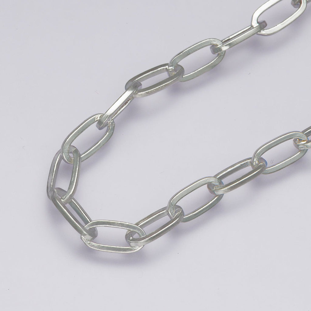 Rhodium Plated 4.6mm Minimalist Paperclip Unfinished Chain by Yard | Roll-01862