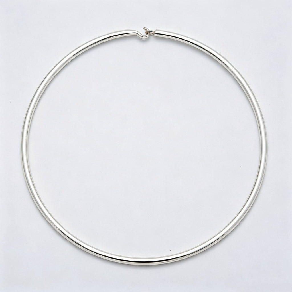 4mm Minimalist Thick Wide Tube Torque Choker Floating Collar Necklace  | WA-04598