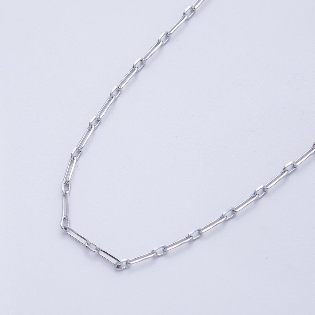 Rhodium Plated 9mm Dainty Paperclip Link Unfinished Chain by Yard | Roll-01840