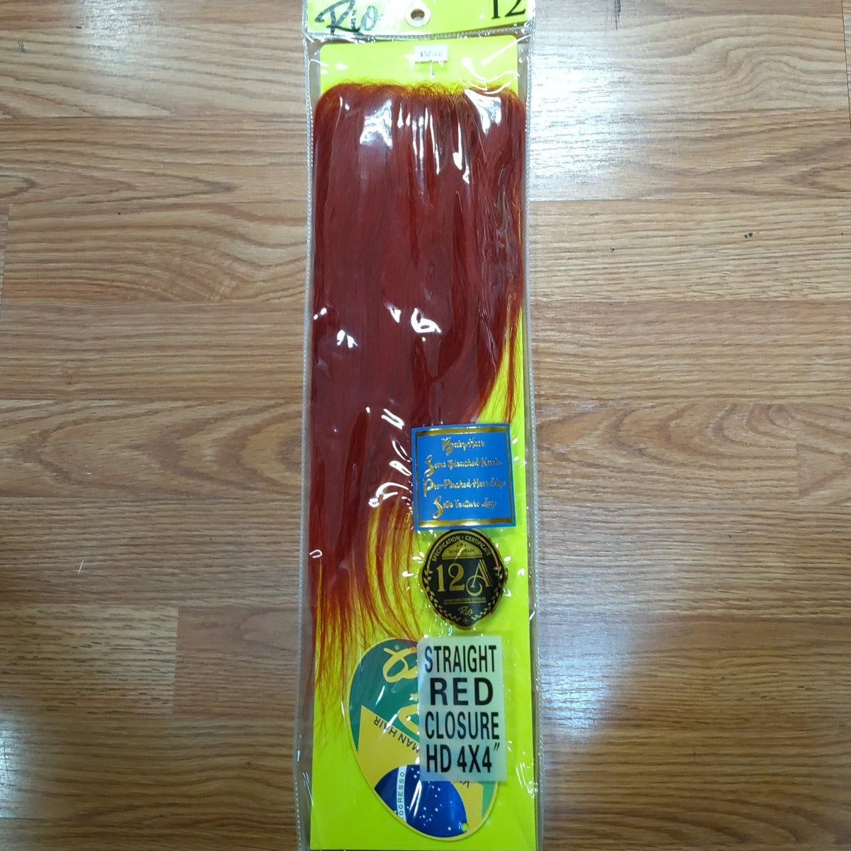 Rio 4x4 Human Hair Closure 12" Straight Red Hairpiece