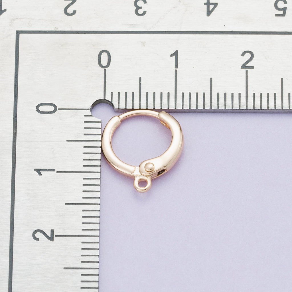 Rose Gold Filled 11.5mm Minimalist Open Loop Drop Huggie Earrings | Findings-00090