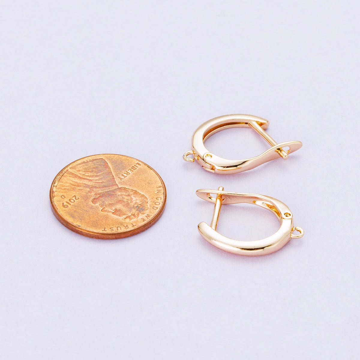 Rose Gold Filled 19.5mm Minimalist Open Loop English Lock Hoop Earrings | Findings-00084