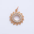 Rose Gold Filled 19mm Micro Paved CZ Open Celestial Sun Ray Charm | Charms-00401