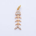 Rose Gold Filled 21mm Micro Paved CZ Fish Bone Skeleton Charm | Charms-00400