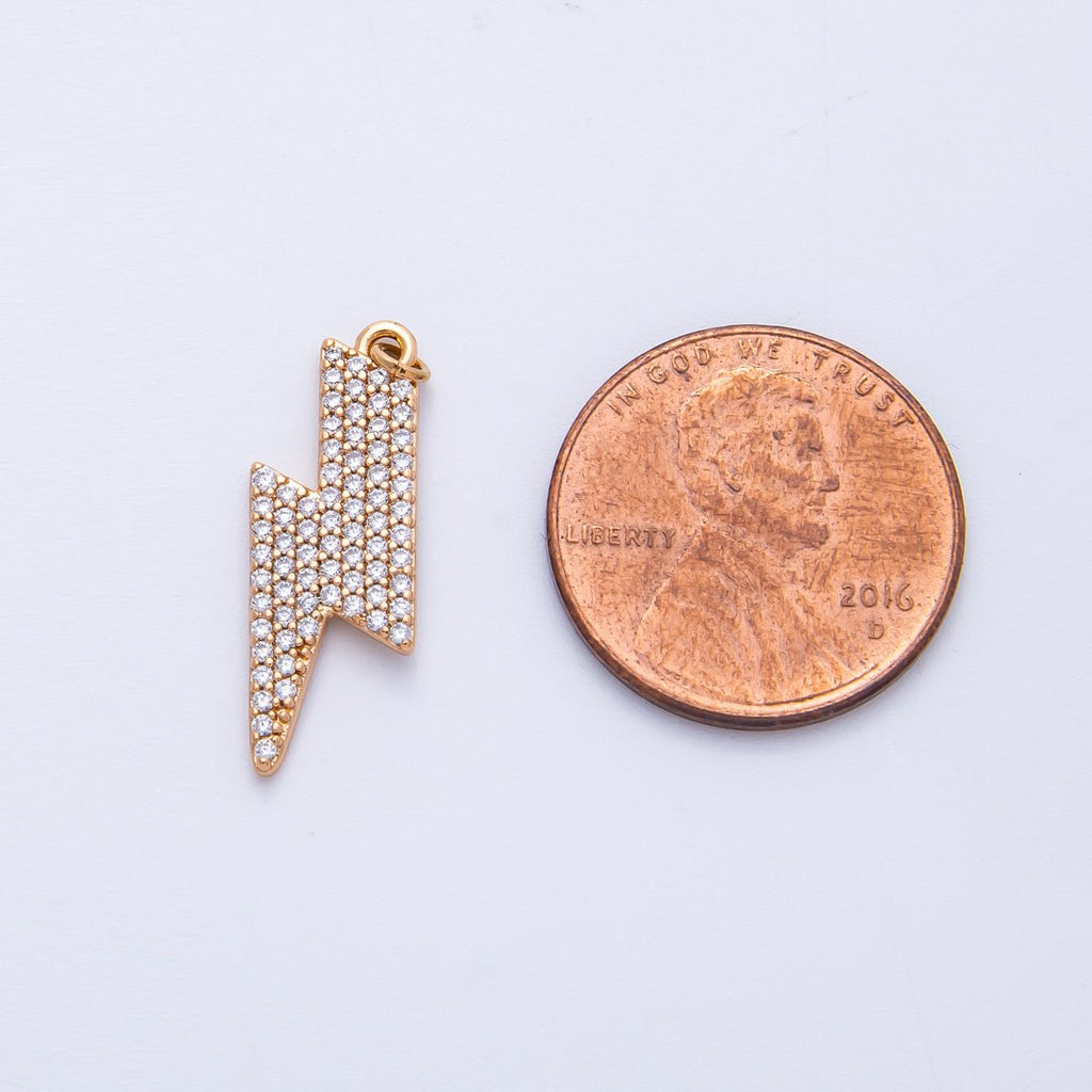 Rose Gold Filled 22mm Micro Paved CZ Lightning Bolt Charm | Charms-00388 Charms-00389