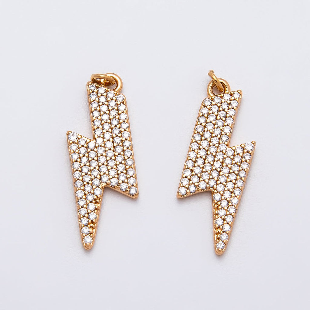 Rose Gold Filled 22mm Micro Paved CZ Lightning Bolt Charm | Charms-00388 Charms-00389