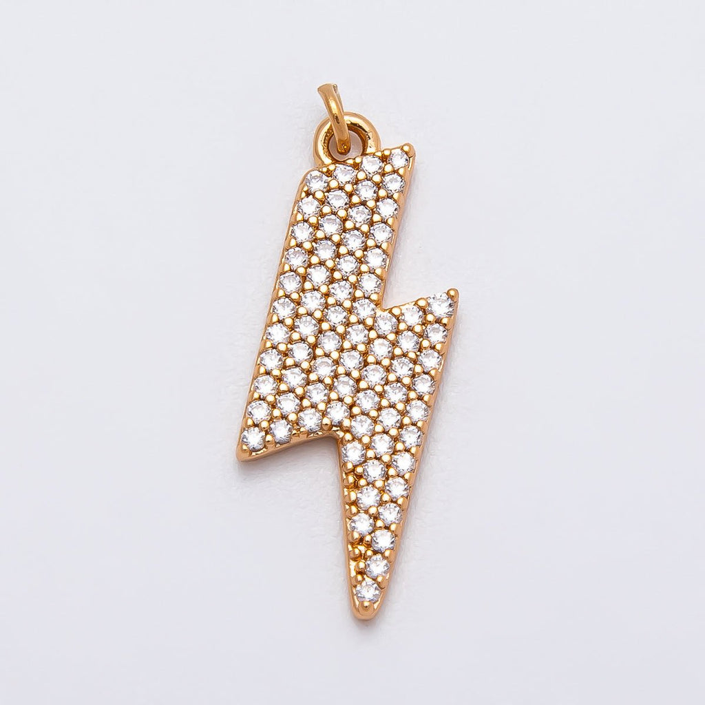 Rose Gold Filled 22mm Micro Paved CZ Lightning Bolt Charm | Charms-00388 Charms-00389