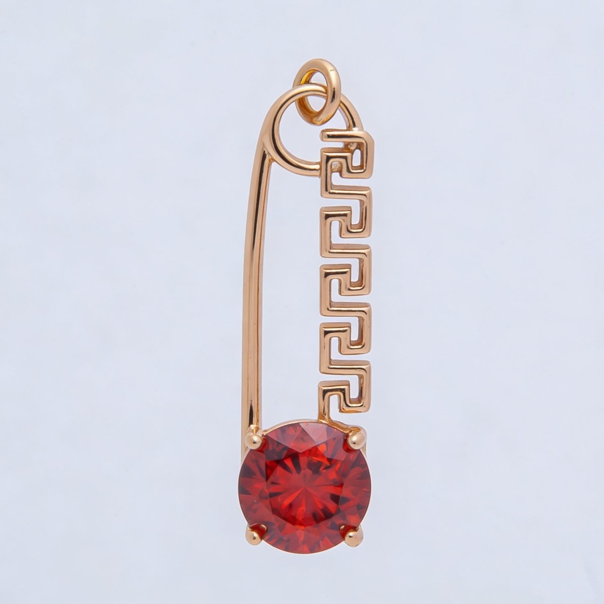 Rose Gold Red, Green, Blue, Pink, Clear CZ Geometric Safety Pin Charm | Charms-00377 - Charms-00386