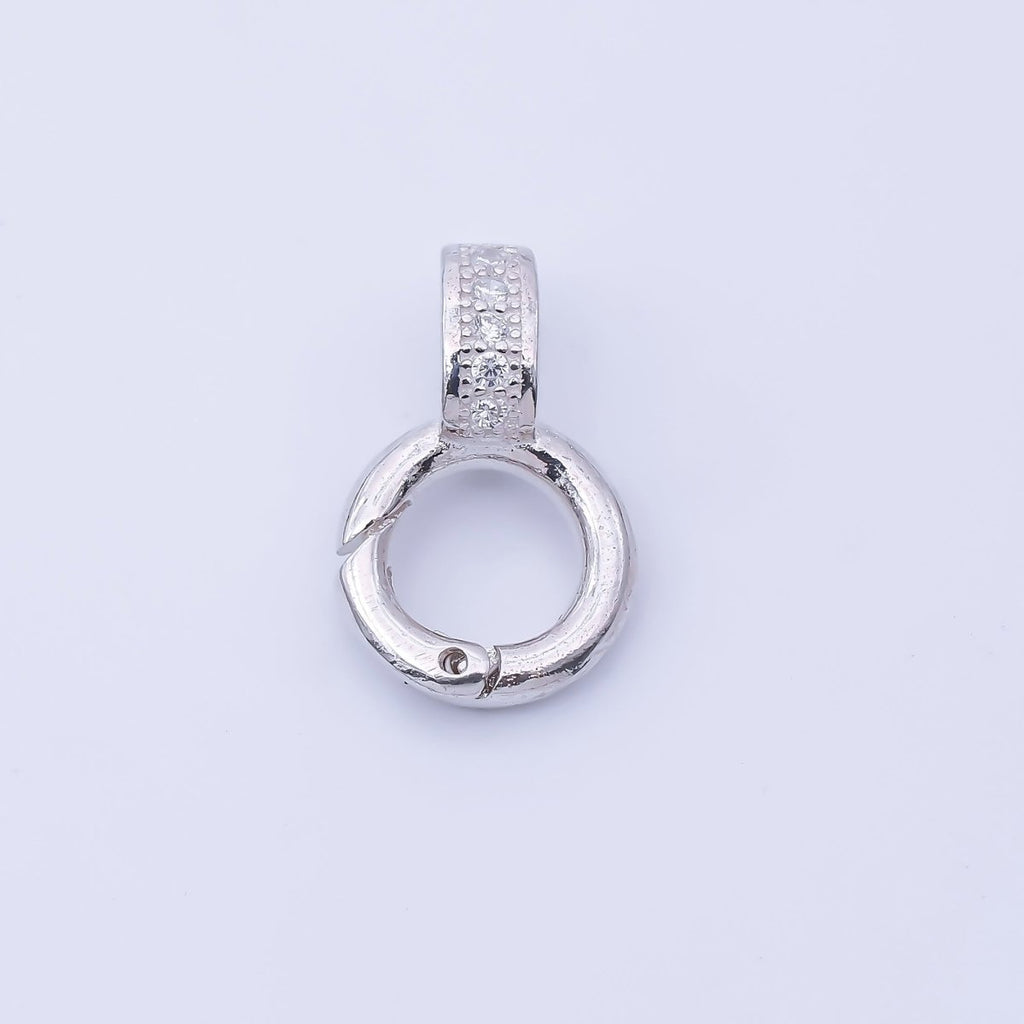 S925 Sterling Silver 14mm Micro Paved CZ Push Gate Circular 8 Geometric Enhancers Finding | SL-700