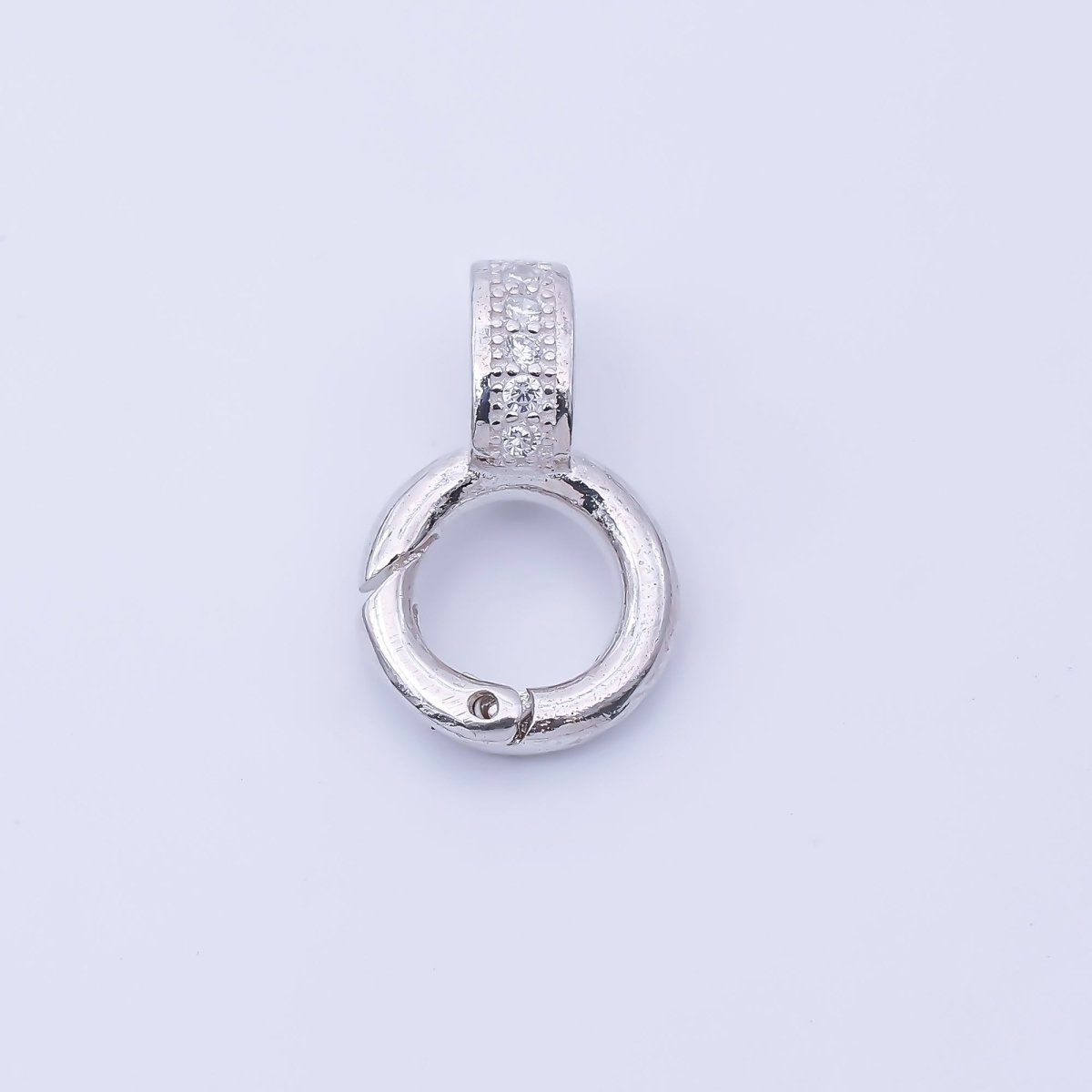 S925 Sterling Silver 14mm Micro Paved CZ Push Gate Circular 8 Geometric Enhancers Finding | SL-700