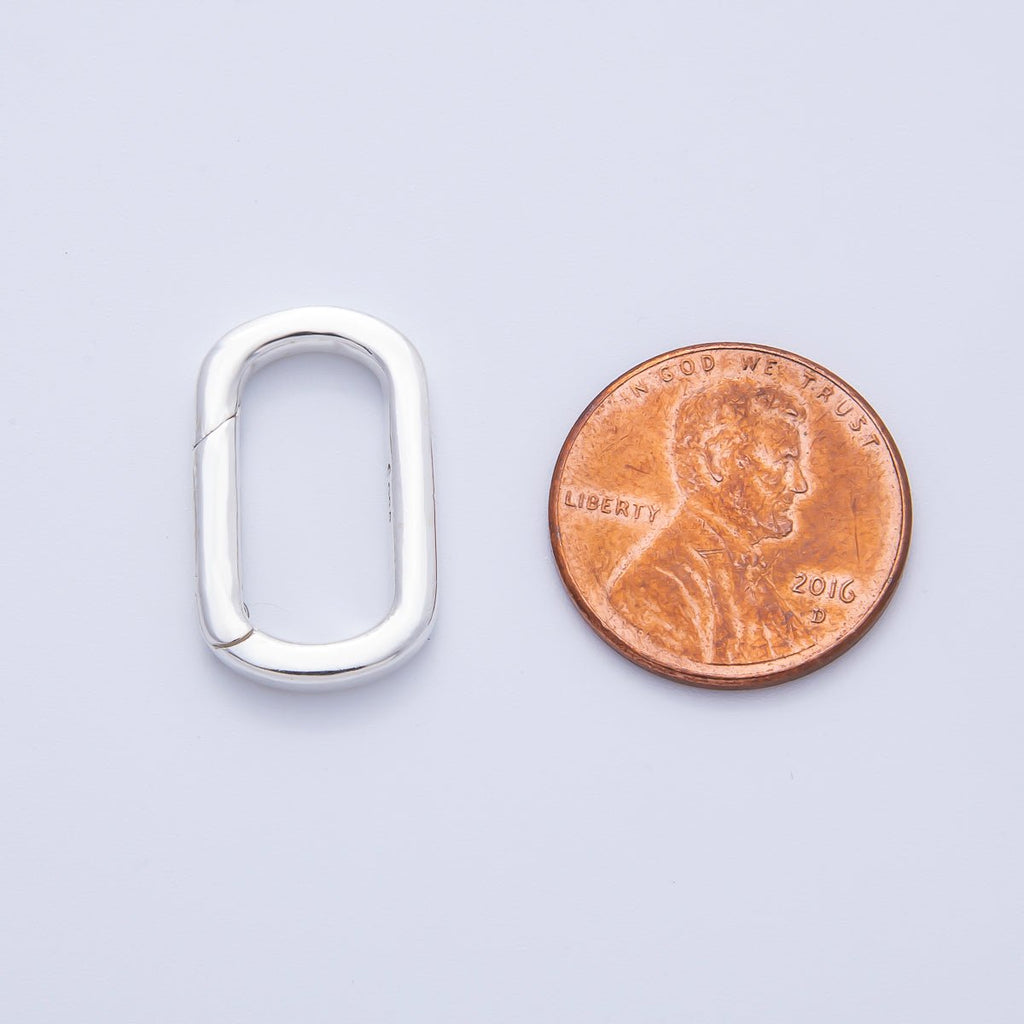 S925 Sterling Silver 21mm Push Gate Oblong Enhancer Findings | SL-510