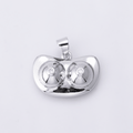 Silver 14mm Pink CZ Body Positive Breast Cancer Awareness Pendant | I-00394