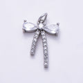 Silver 16mm Clear CZ Micro Paved Ribbon Bow Coquette Add-On Charm | Charms-01526