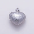 Silver 16mm Line Textured Chubby Heart Charm | Charms-01516