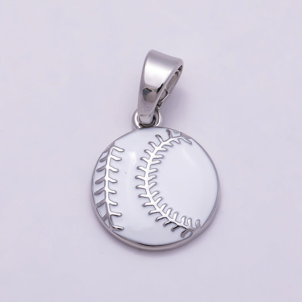 Silver 16mm White Baseball, Green Tennis Ball Enamel Pendant | Charms-00876 Charms-00877