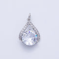 Silver 19mm Clear Micro Paved CZ Round Teardrop Charm | Charms-00366