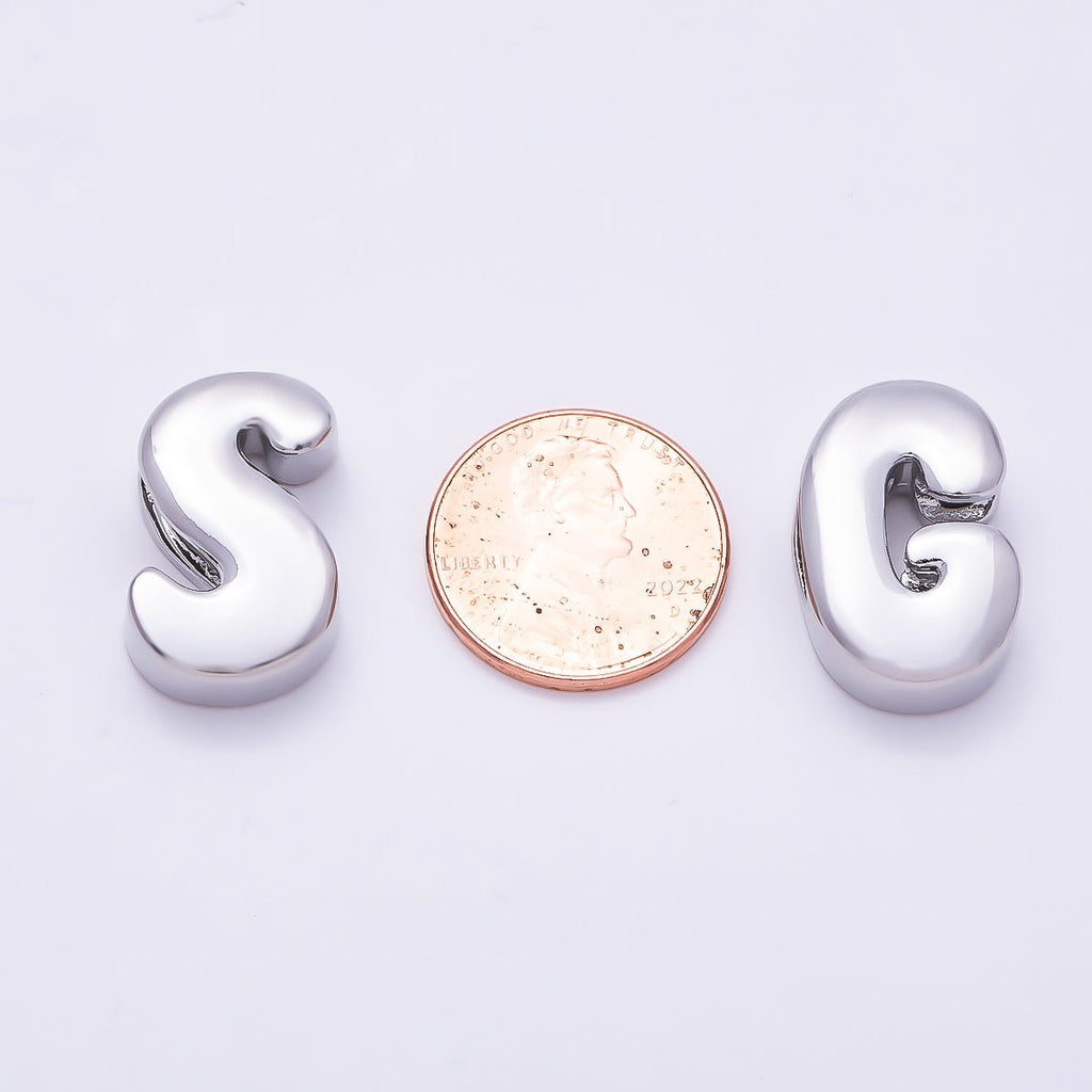 Silver 20mm Minimalist Chubby Initial Letter A-Z Alphabet Personalized Bead | Beads-00440 ~ Beads-00439 (Copy)