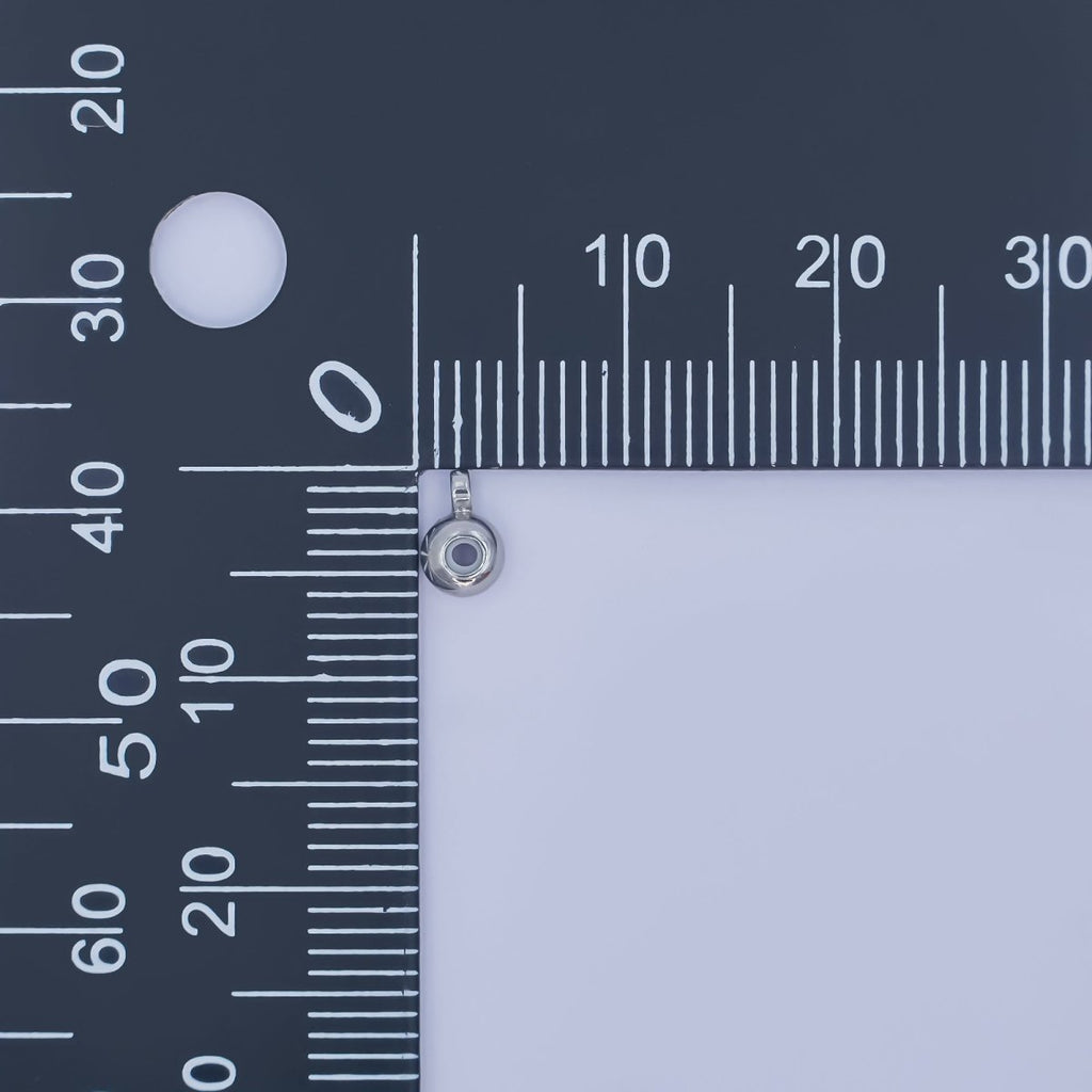 Silver Rhodium Plated 4mm Round Bead Slide Finding | Z1054