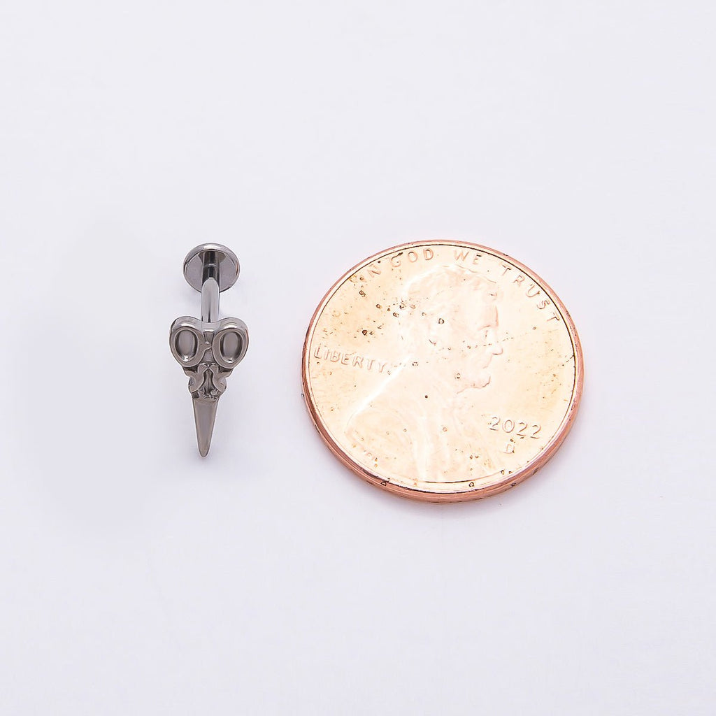 Titanium 10mm Hair Scissors Single Cartilage Piercing Flat Back Stud in Gold & Silver | BJ-00041 BJ-00042