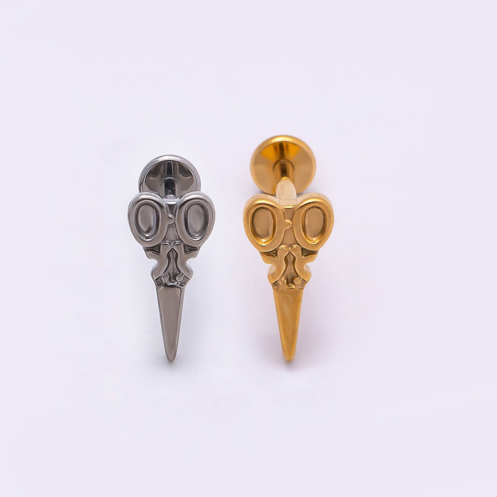 Titanium 10mm Hair Scissors Single Cartilage Piercing Flat Back Stud in Gold & Silver | BJ-00041 BJ-00042