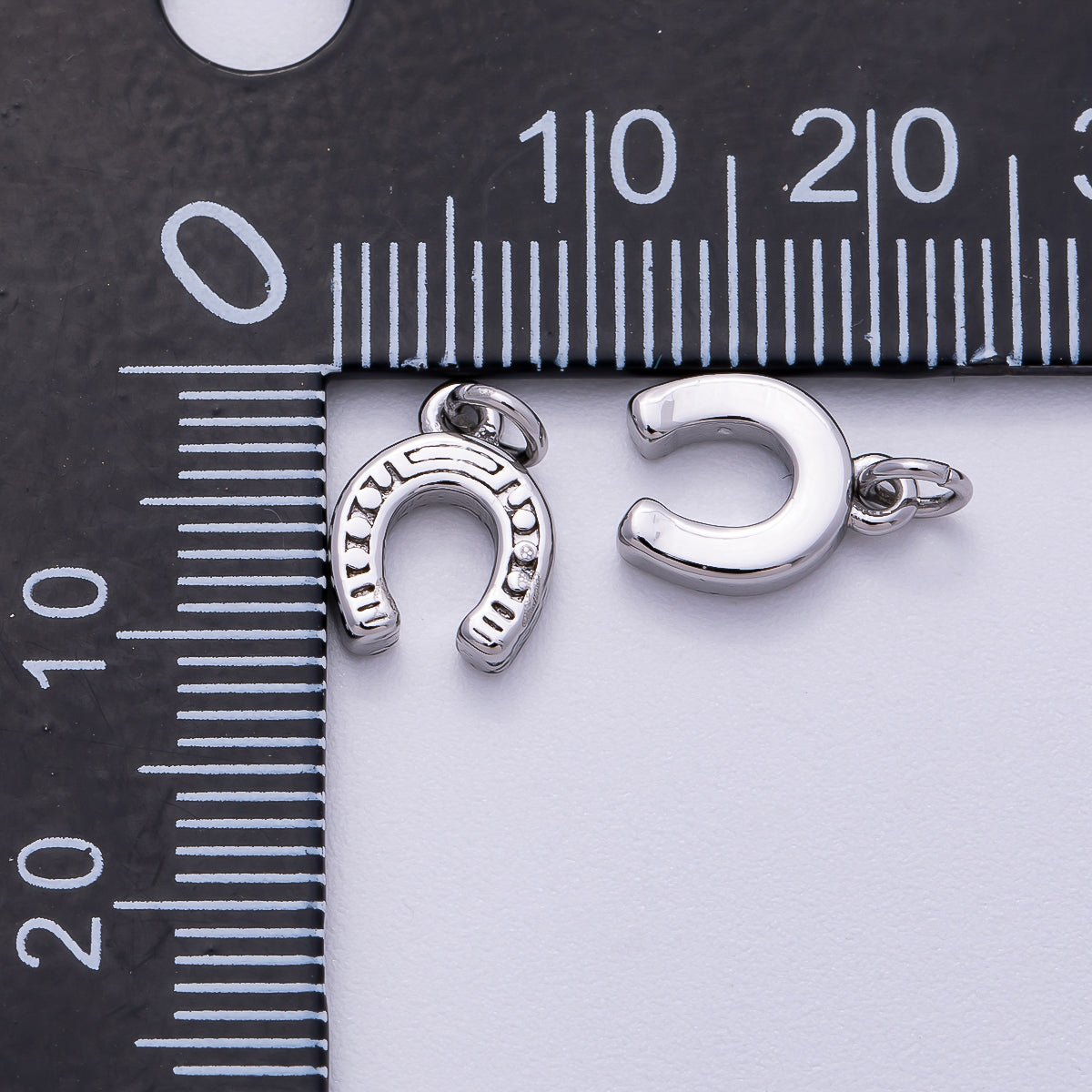 Stainless Steel 10mm Textured Horse Shoe Mini Charm | Charms-00515