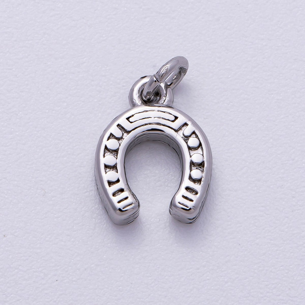 Stainless Steel 10mm Textured Horse Shoe Mini Charm | Charms-00515