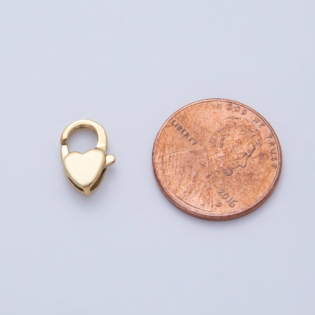 18K Gold PVD Stainless Steel 12mm Heart Lobster Claw Clasps Closure Finding | Z1620