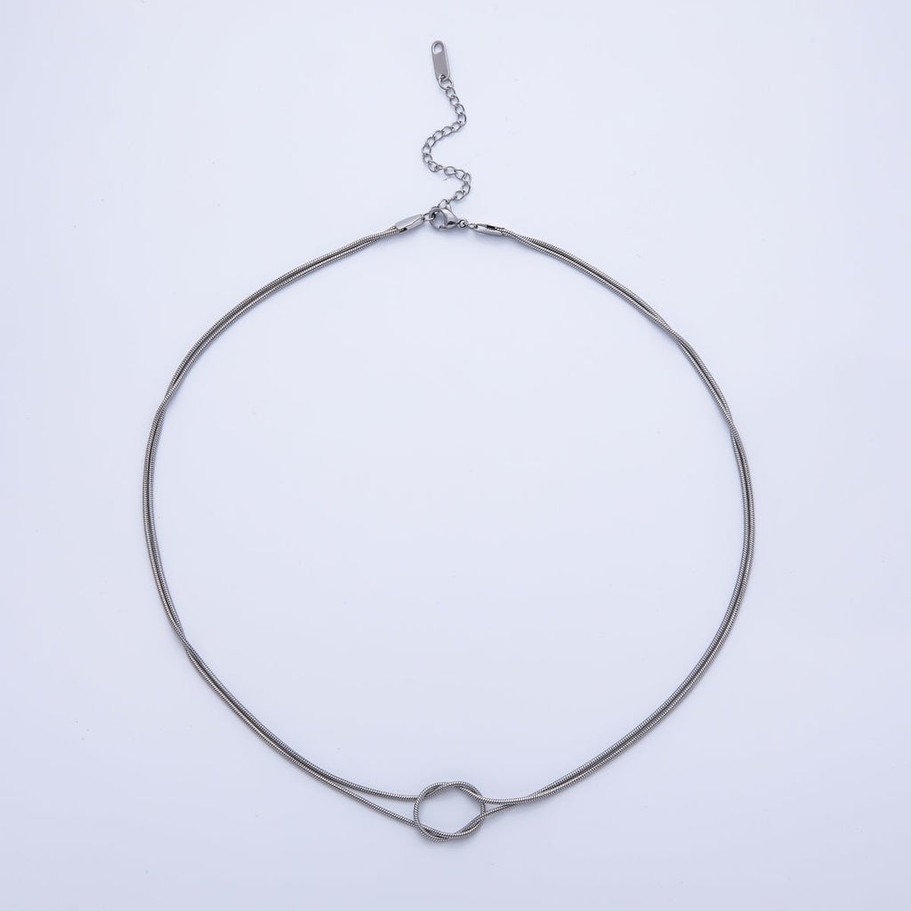 18K Gold PVD Stainless Steel 1.2mm Knot Snake Chain 18 Inch Necklace in Gold & Silver | WA-3995 WA-3996