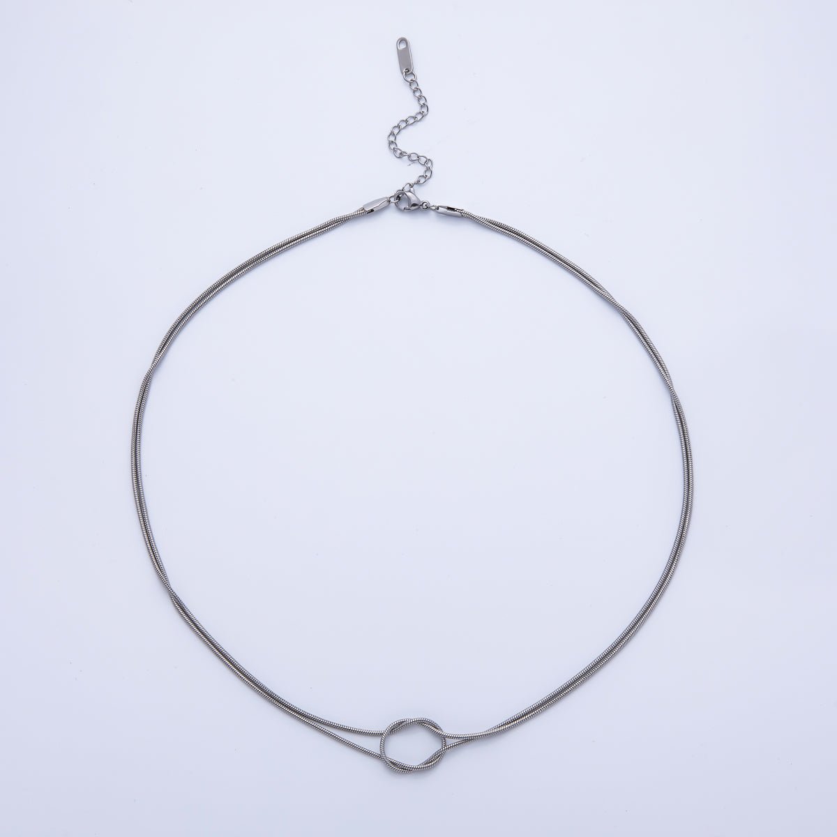 18K Gold PVD Stainless Steel 1.2mm Knot Snake Chain 18 Inch Necklace in Gold & Silver | WA-3995 WA-3996