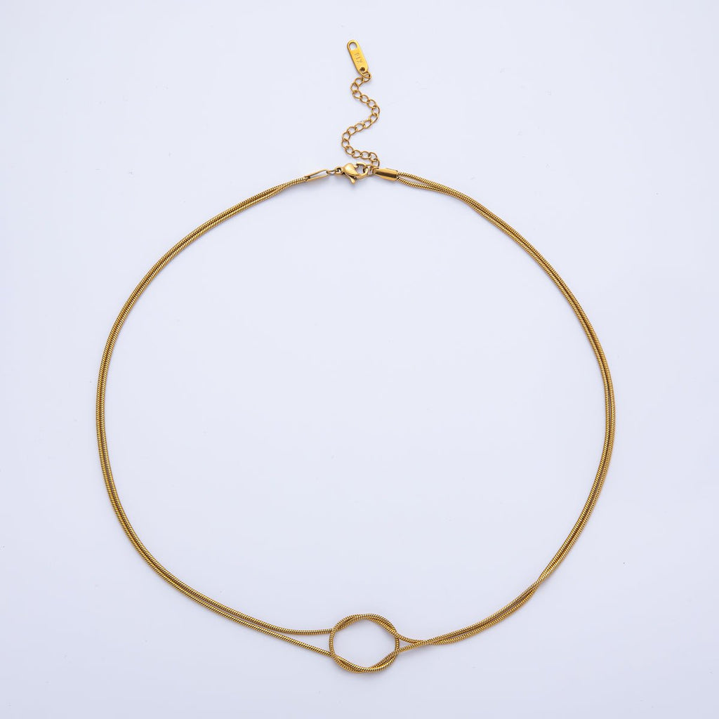 18K Gold PVD Stainless Steel 1.2mm Knot Snake Chain 18 Inch Necklace in Gold & Silver | WA-3995 WA-3996