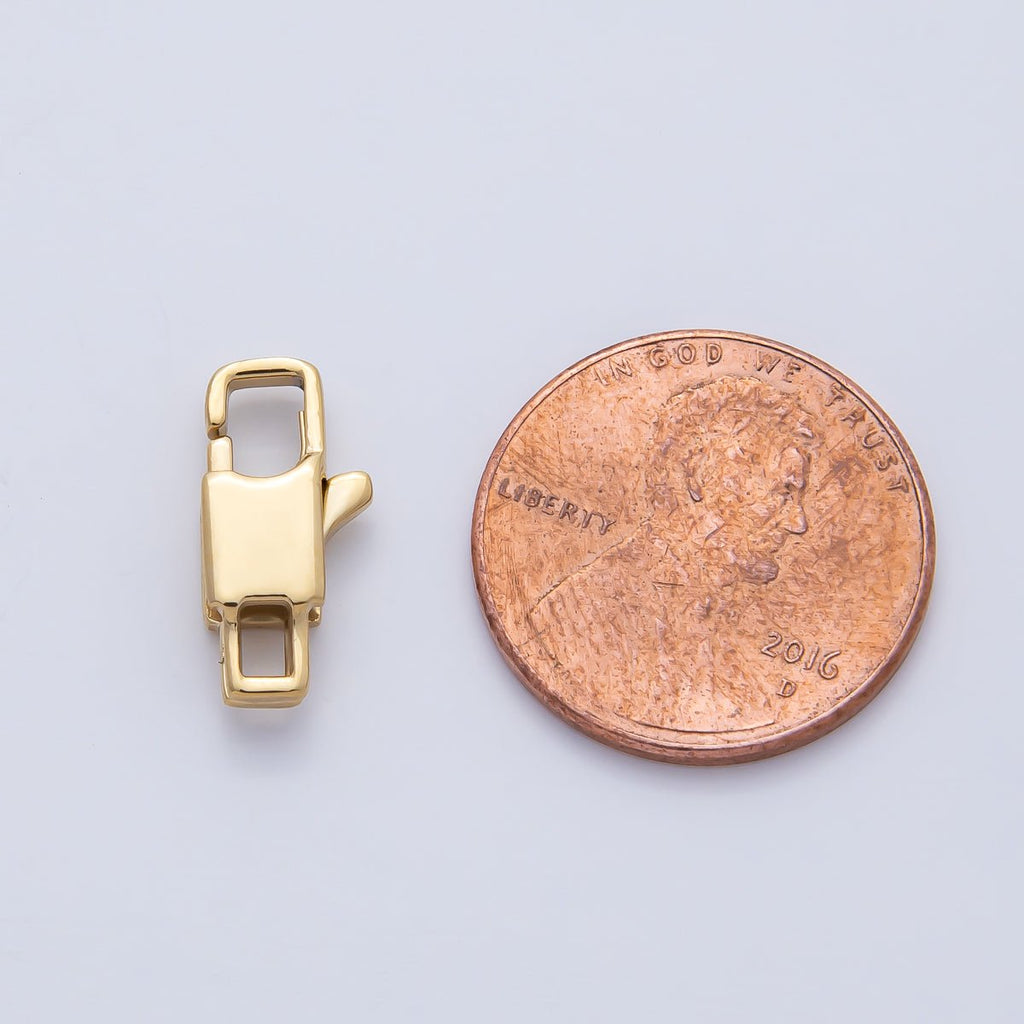 18K Gold PVD Stainless Steel 12mm Minimalist Rectangular Lobster Claw Closure Finding | Z1622