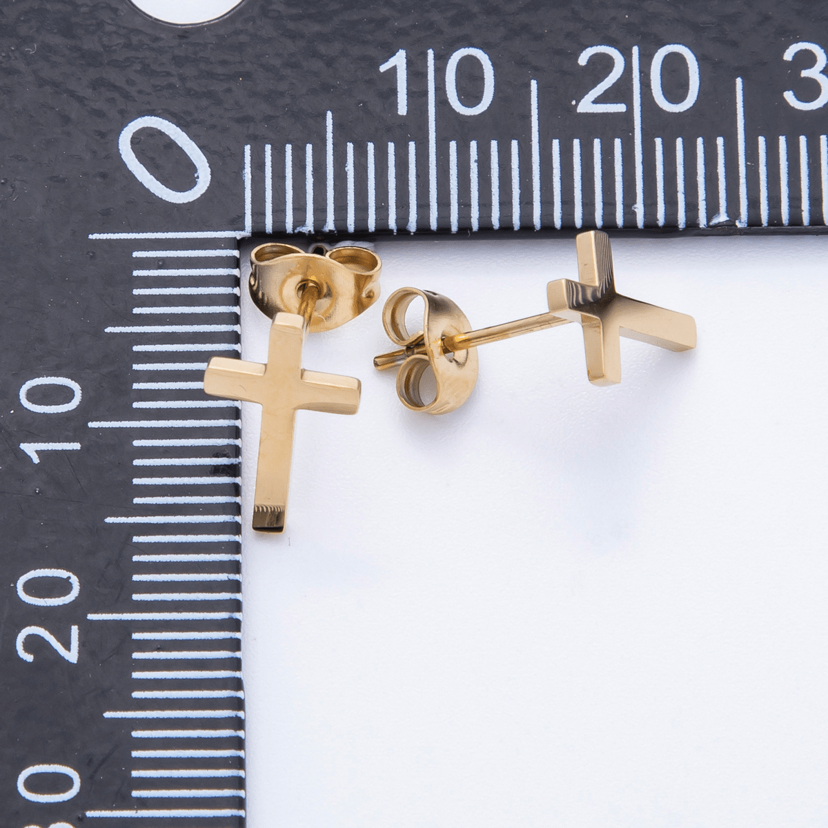 Stainless Steel 12mm Minimalist Religious Cross Stud | Earrings-00198