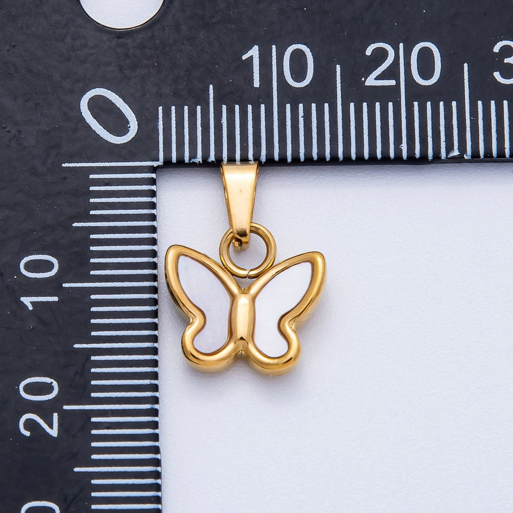 Stainless Steel 12mm Shell Pearl Butterfly Pendant | Charms-00416
