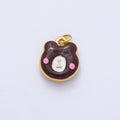 Stainless Steel 15mm Brown, Red, Green, White Enamel Teddy Bear Charm | J865 J889