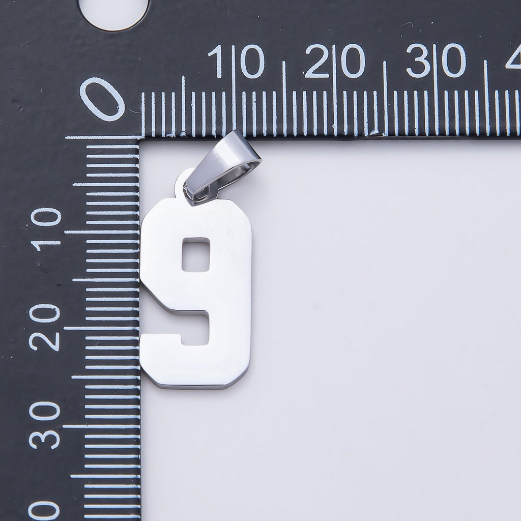 Stainless Steel 23mm Sport Jersey Varsity Number Pendant | Charms-00991 ~ Charms-01000