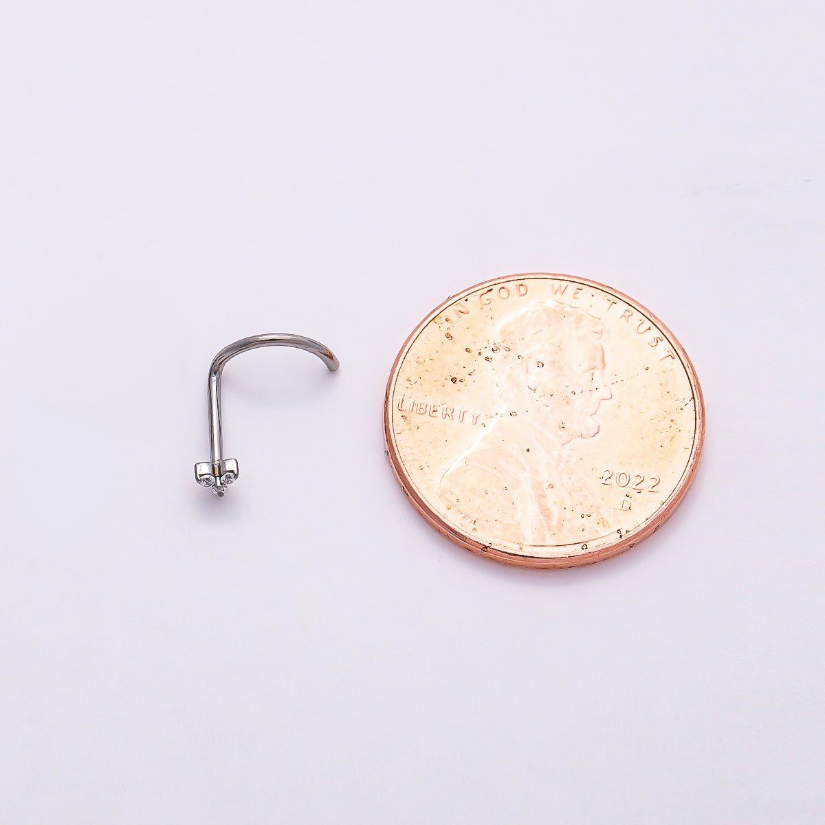 Titanium 2mm Clear CZ Flower Cartilage Nose Single Piercing Stud in Gold & Silver | BJ-00037 BJ-00038