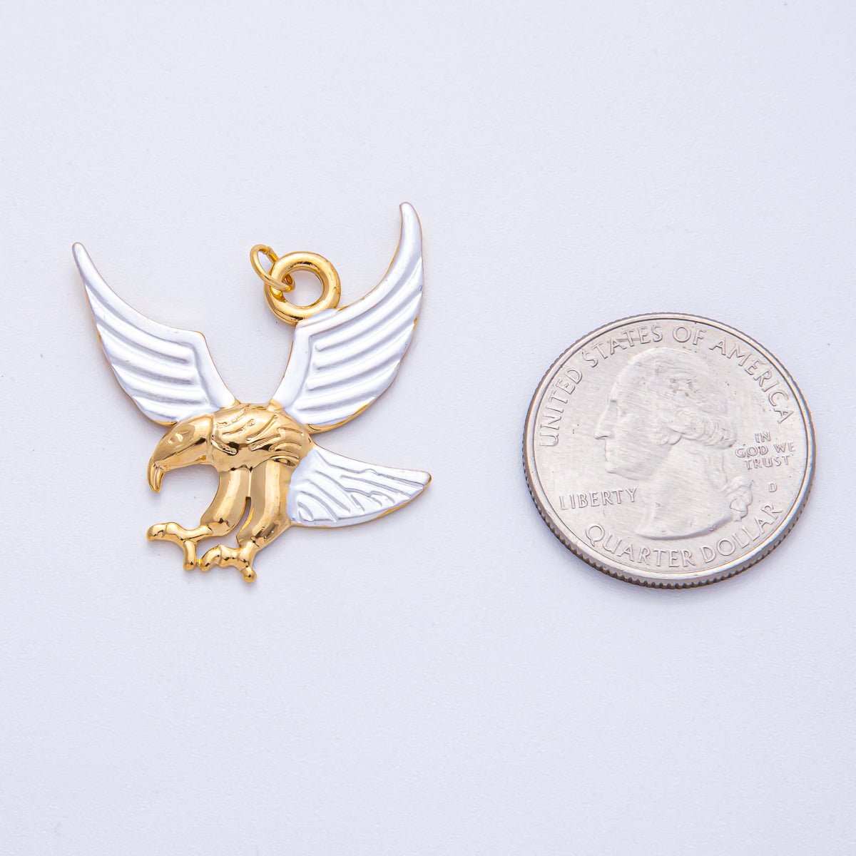 Stainless Steel 35mm Eagle Bird Mixed Metal Statement Charm | J913