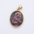 Stainless Steel 35mm Religious Saint Andrew the Apostle Cross Oval Pendant | Charms-01168