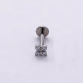 Titanium 3.3mm Clear CZ Flower Single Cartilage Piercing Flat Back Stud | BJ-00027