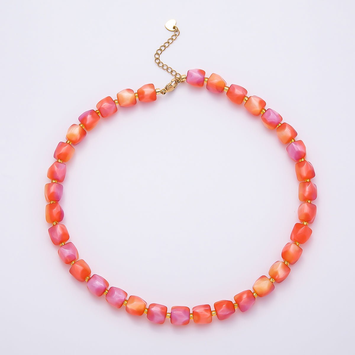 Stainless Steel 3mm Geometric Resin 16 Inch Necklace w. Extender | WA-04502 ~ WA-04508