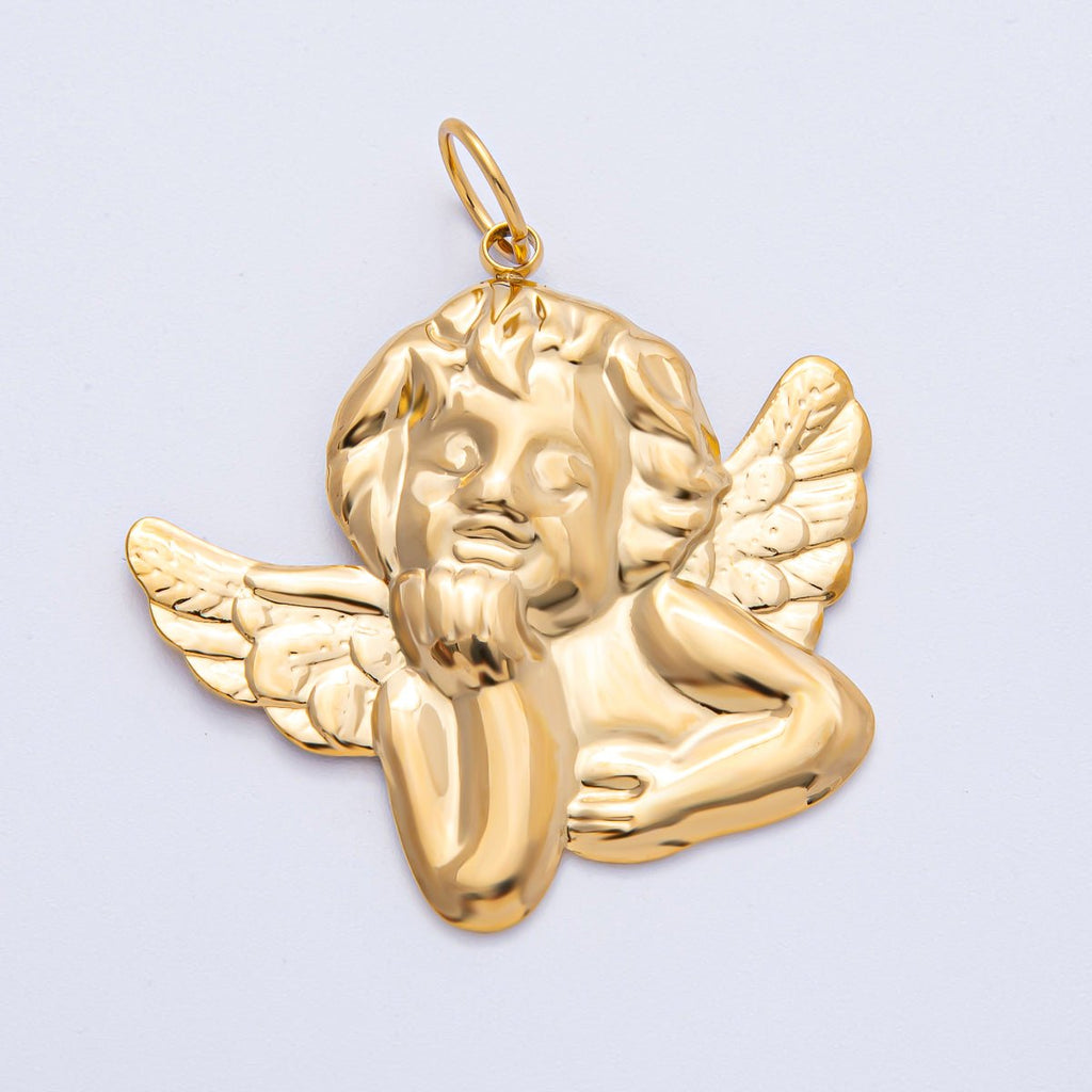 Stainless Steel 41.5mm Cherub Baby Angel Statement Charm | J906
