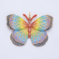Stainless Steel 42mm Multicolor Rainbow Gradient Enamel Butterfly Animal Charm | J606