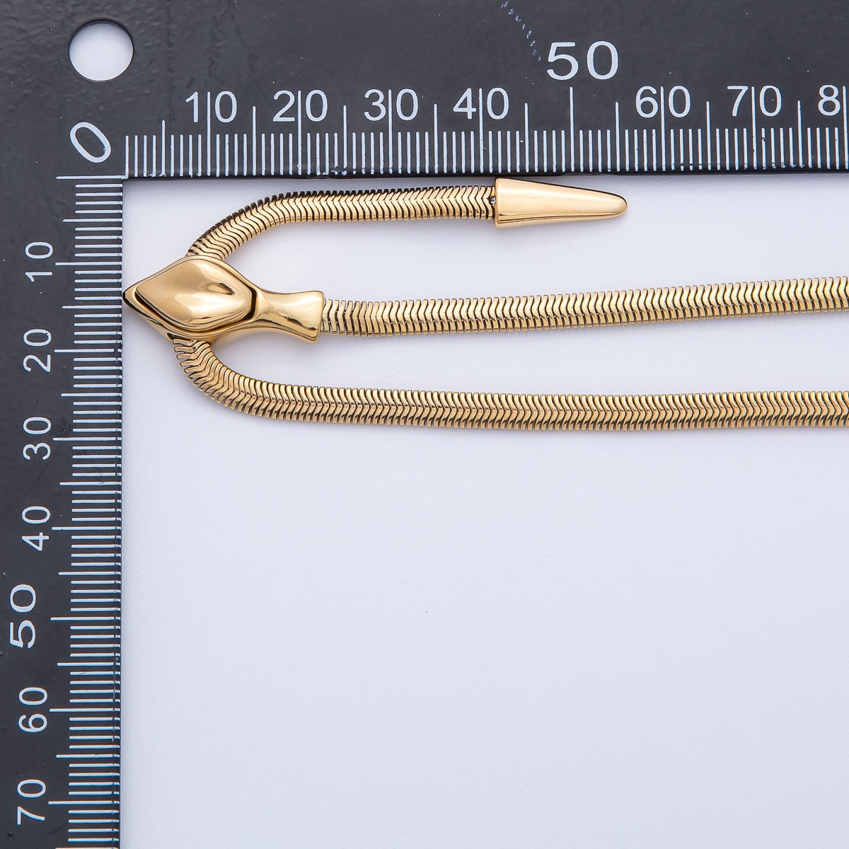18K Gold PVD Stainless Steel4mm Herringbone Snake Lariat Adjustable Chain 25 Inch Necklace | WA-3979
