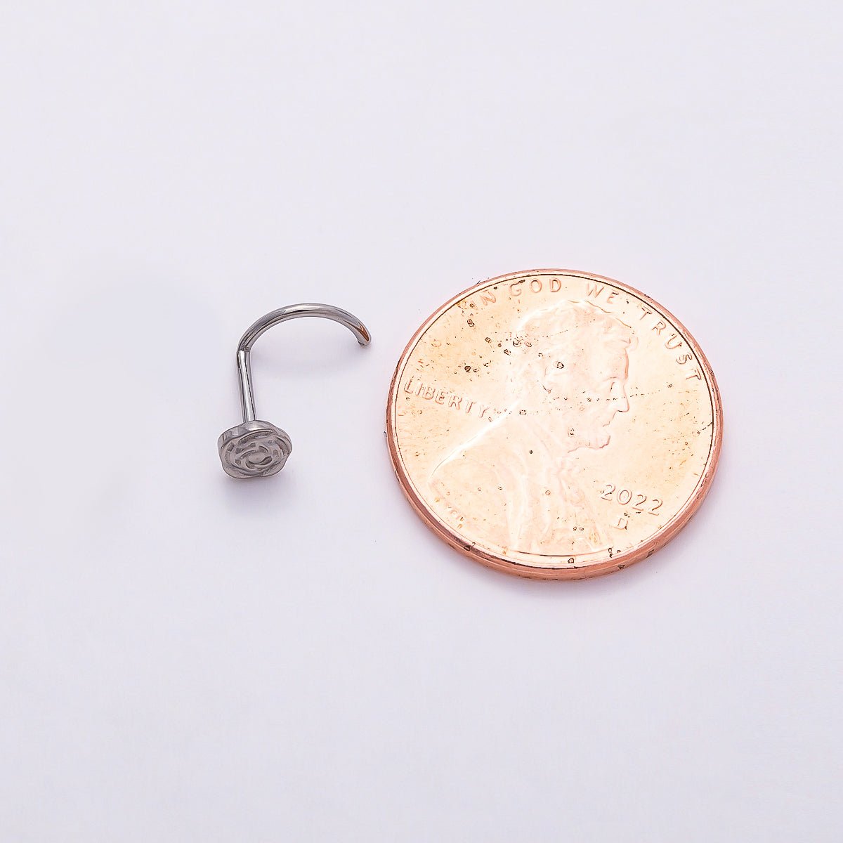 Titanium 4mm Minimalist Rose Flower Cartilage Nose Single Piercing Stud in Gold & Silver | Findings-00222 Findings-00223