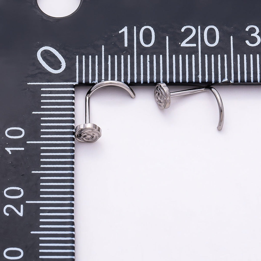 Titanium 4mm Minimalist Rose Flower Cartilage Nose Single Piercing Stud in Gold & Silver | Findings-00222 Findings-00223