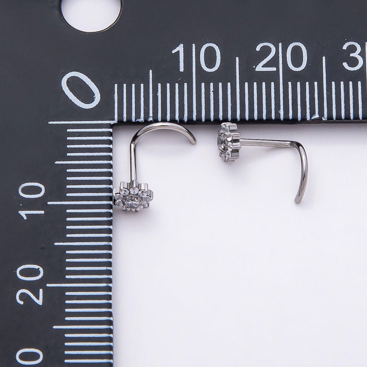 Titanium 5mm Clear CZ Flower Cartilage Nose Single Piercing Stud | BJ-00024
